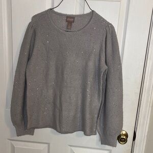 Chico's Silver Sweater with Shimmer Details size 1